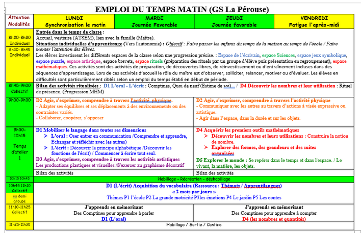 Emploi du temps