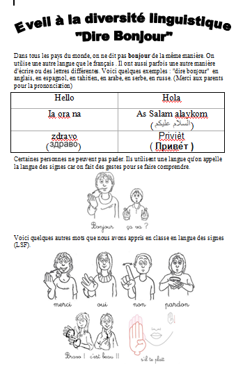 Eveil a la diversite linguistique maternelle